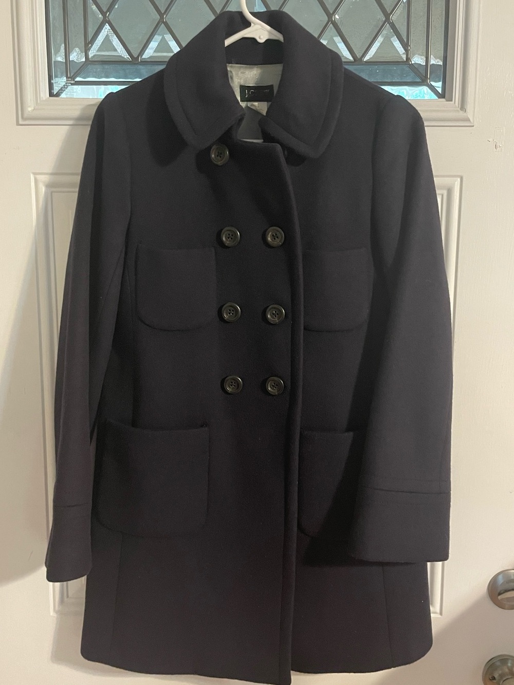 J. Crew Women's Wool and Cashmere Long Pea Coat in Navy